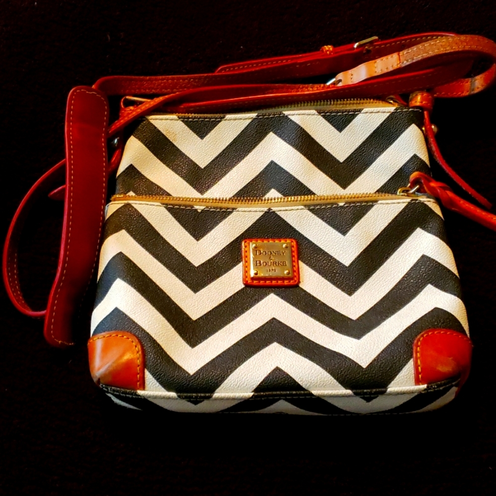 Dooney & Burke Chevron Pattern B/W Purse